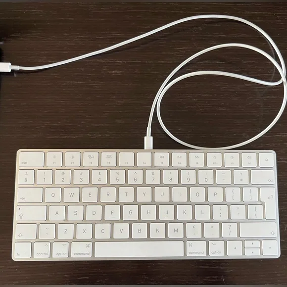 Apple - Wired Magic Keyboard (Lightning Port) - Silver/White